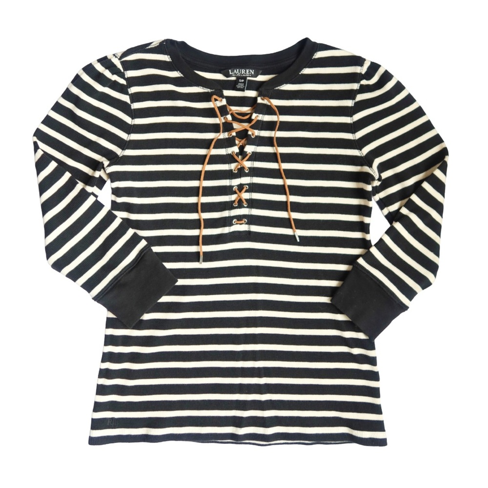 Ralph Lauren Striped Suede Lace-Up Top